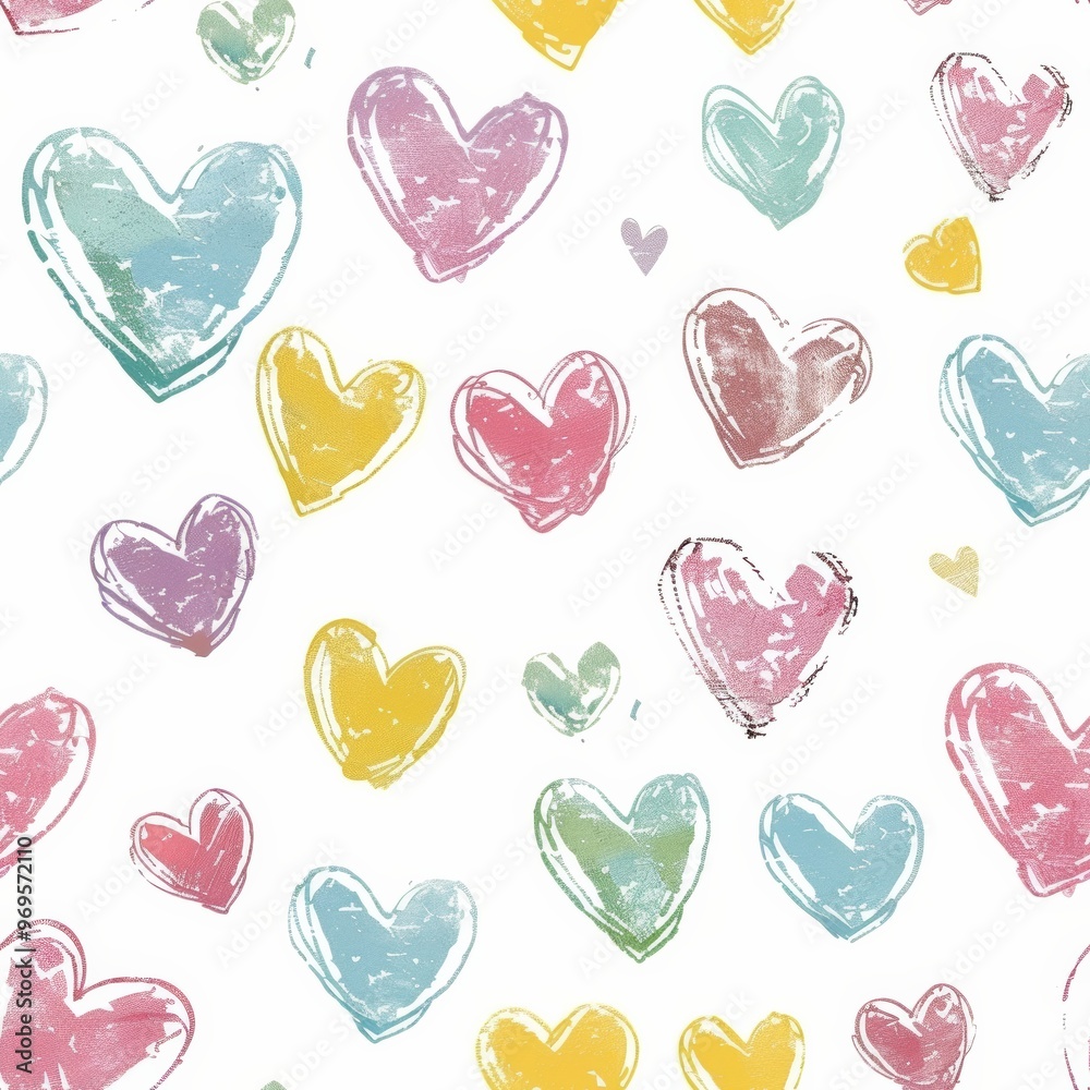 St Valentines day. hand drawn pastel color hearts on white background seamless pattern. Tote bag print, bedding sheets, notebook cover, textile or t-shirt fabric. St Valentines day. hand drawn pastel color hearts on white background seamless pattern. Tote bag print, bedding sheets, notebook cover, textile or t-shirt fabric.