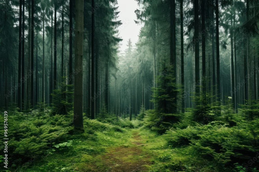 Fototapeta premium Thick forest landscape woodland outdoors.