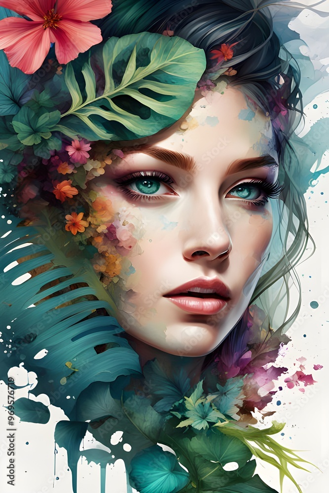 Flowers on beautiful portraits of females
Flowers on beautiful portraits of females