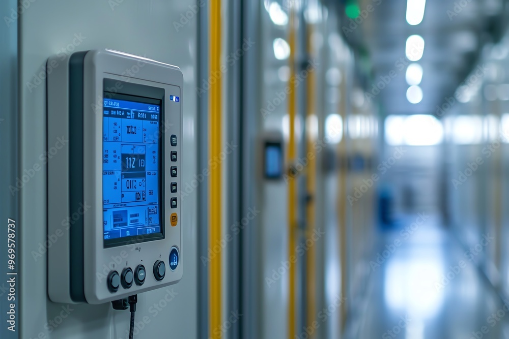 Digital sensors monitoring temperature and humidity in a product testing room, environmental control, lab quality control Digital sensors monitoring temperature and humidity in a product testing room, environmental control, lab quality control
