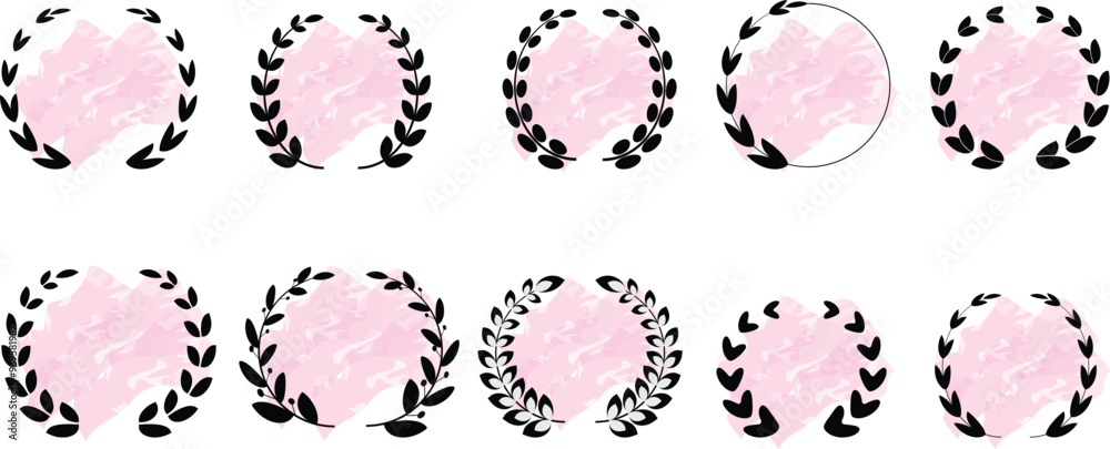 Set of foliate laurels branches. Laurel wreath. Silhouette laurel wreath. vector eps10 Set of foliate laurels branches. Laurel wreath. Silhouette laurel wreath. vector eps10