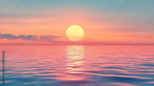 sunset over the sea isolated on white and transparent background