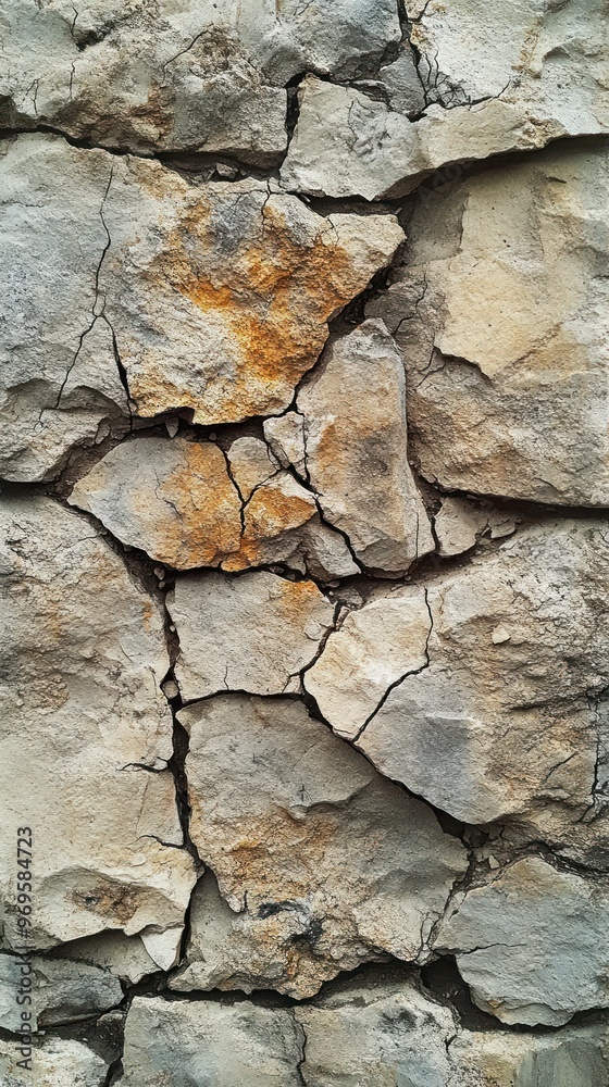 Close-up of Cracked and Weathered Stone Wall Close-up of Cracked and Weathered Stone Wall