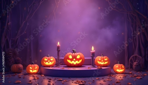 halloween background with pumpkin and candles