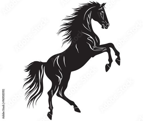 Jumping horse isolated on white background