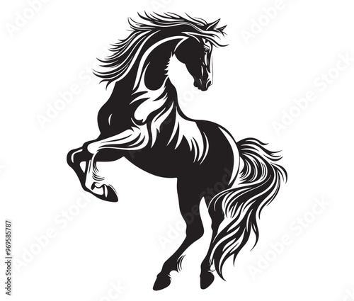 Jumping horse isolated on white background