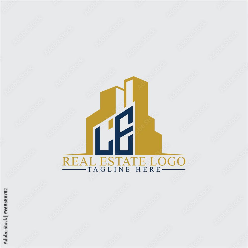 Fototapeta premium Modern LE Real Estate Logo Design with Building Silhouettes