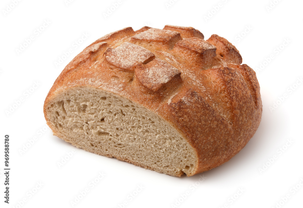 Round loaf of rustic sourdough bread Round loaf of rustic sourdough bread