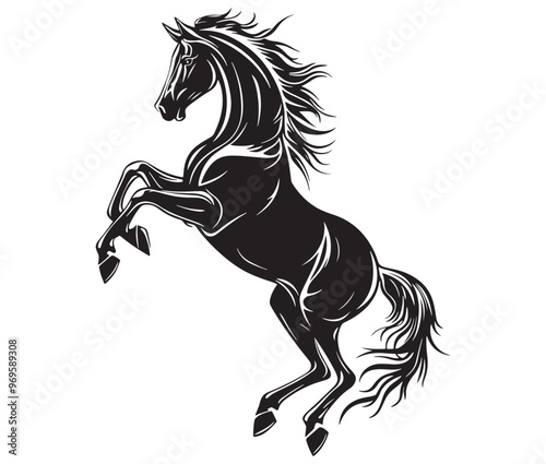 Jumping horse isolated on white background