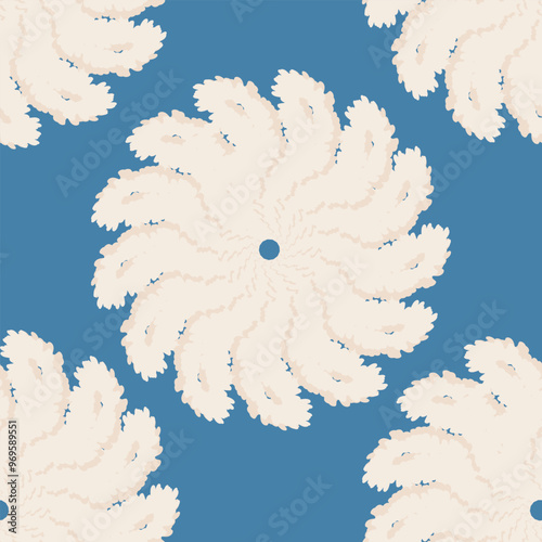 Seamless pattern of abstract shaggy snowflakes