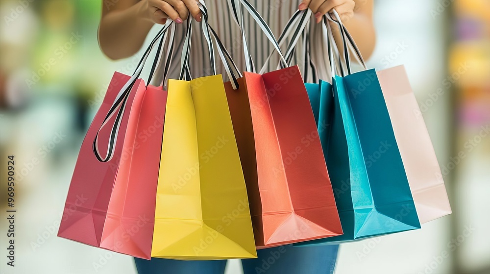*** Plenty of shopping bags. A woman, carry a crazy shopaholic, with colorful paper shopping bags on a white isolated background. *** Plenty of shopping bags. A woman, carry a crazy shopaholic, with colorful paper shopping bags on a white isolated background.