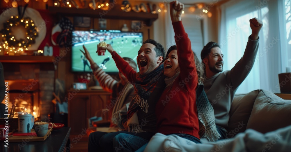 Fototapeta premium Group of Friends Having Fun Watching Sports