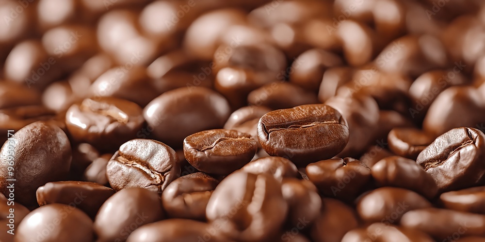 A macro shot of a heap of roasted coffee beans, emphasizing their rich, brown color and detailed texture in a close-up view. A macro shot of a heap of roasted coffee beans, emphasizing their rich, brown color and detailed texture in a close-up view.