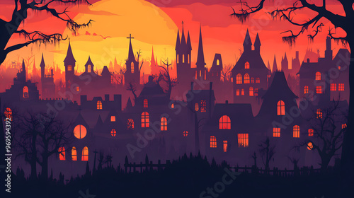 The city on the eve of Halloween