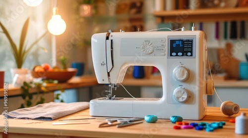 Sleek Sewing Machine in Well-Organized Craft Space