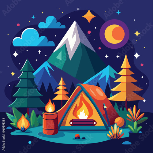 Campaning Vector, illustration, multicolored, editable, easy to use 