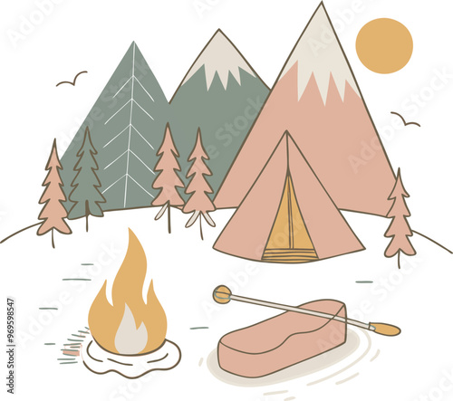 Campaning Vector, illustration, multicolored, editable, easy to use 