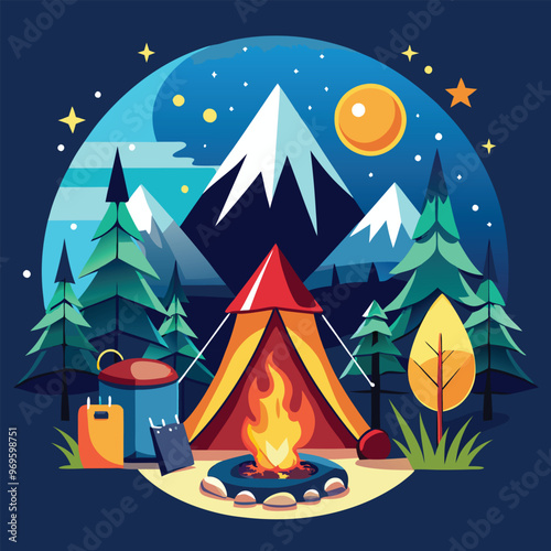 Campaning Vector, illustration, multicolored, editable, easy to use 