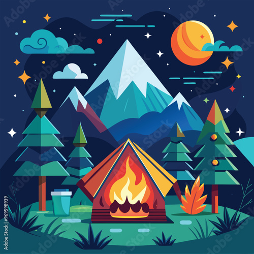 Campaning Vector, illustration, multicolored, editable, easy to use 