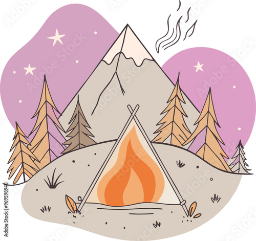 Campaning Vector, illustration, multicolored, editable, easy to use 