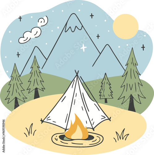 Campaning Vector, illustration, multicolored, editable, easy to use 