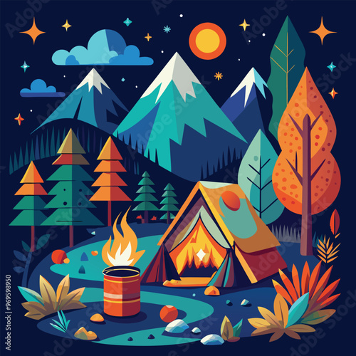 Campaning Vector, illustration, multicolored, editable, easy to use 