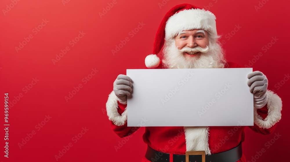 Naklejka premium Santa Claus Holding a Blank Sign.