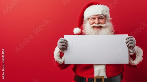 Santa Claus Holding a Blank Sign. photo