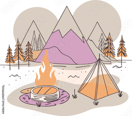 Campaning Vector, illustration, multicolored, editable, easy to use 
