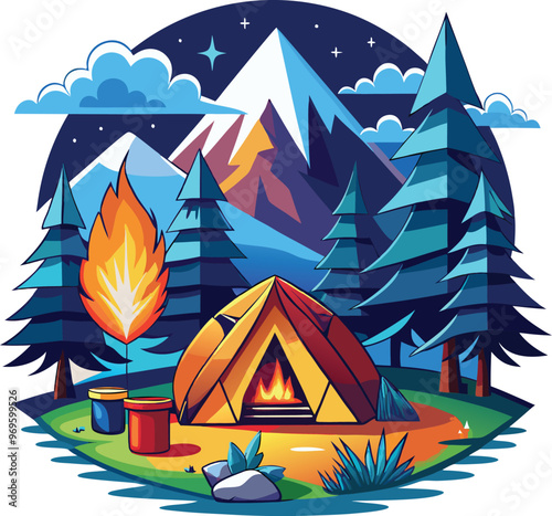 Campaning Vector, illustration, multicolored, editable, easy to use 