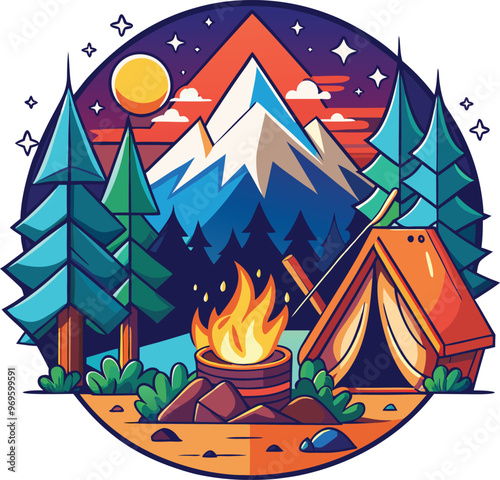 Campaning Vector, illustration, multicolored, editable, easy to use 