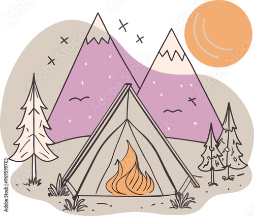 Campaning Vector, illustration, multicolored, editable, easy to use 