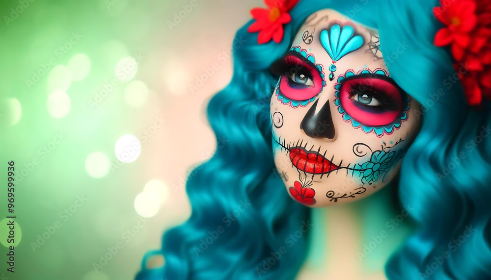 Catrina, mexican face painting, dia de los muertos, generative ai Catrina, mexican face painting, dia de los muertos, generative ai