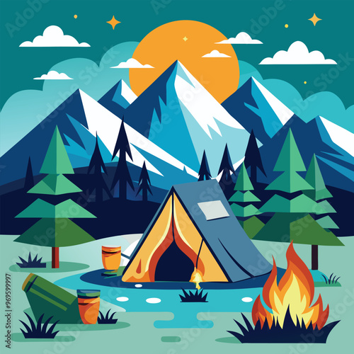 Campaning Vector, illustration, multicolored, editable, easy to use 