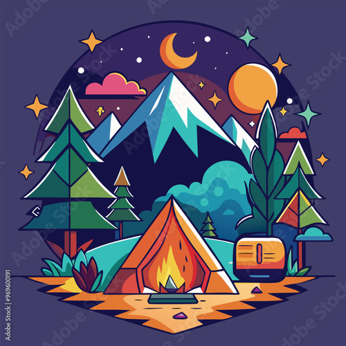 Campaning Vector, illustration, multicolored, editable, easy to use 