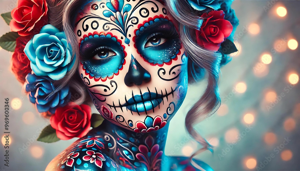 Catrina, mexican face painting, dia de los muertos, generative ai Catrina, mexican face painting, dia de los muertos, generative ai
