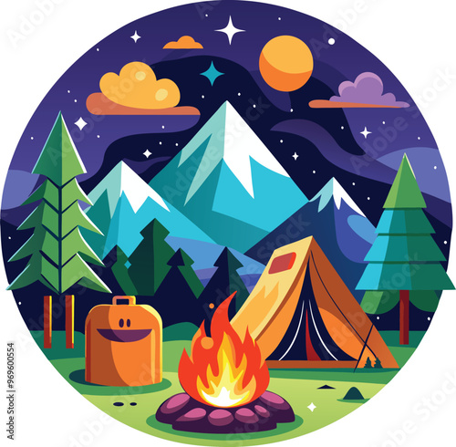 Campaning Vector, illustration, multicolored, editable, easy to use 