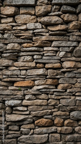 Rough stone wall background, emphasizing the raw texture of natural materials.