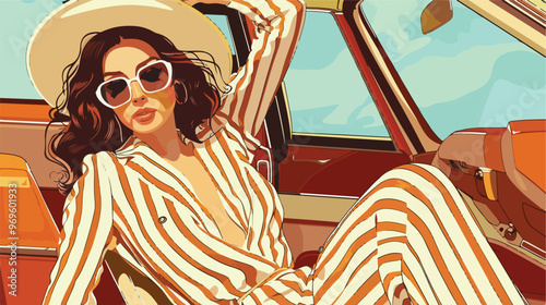 Street Fashion Portrait of Woman Vector Illustration