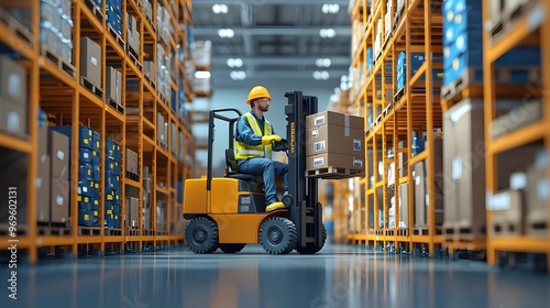 Warehouse Worker Handling Packages Safely