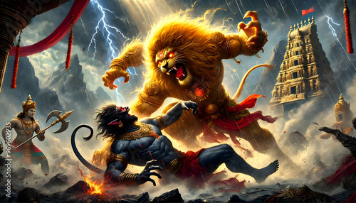 Narasimha God of Hindu Power strong  photo