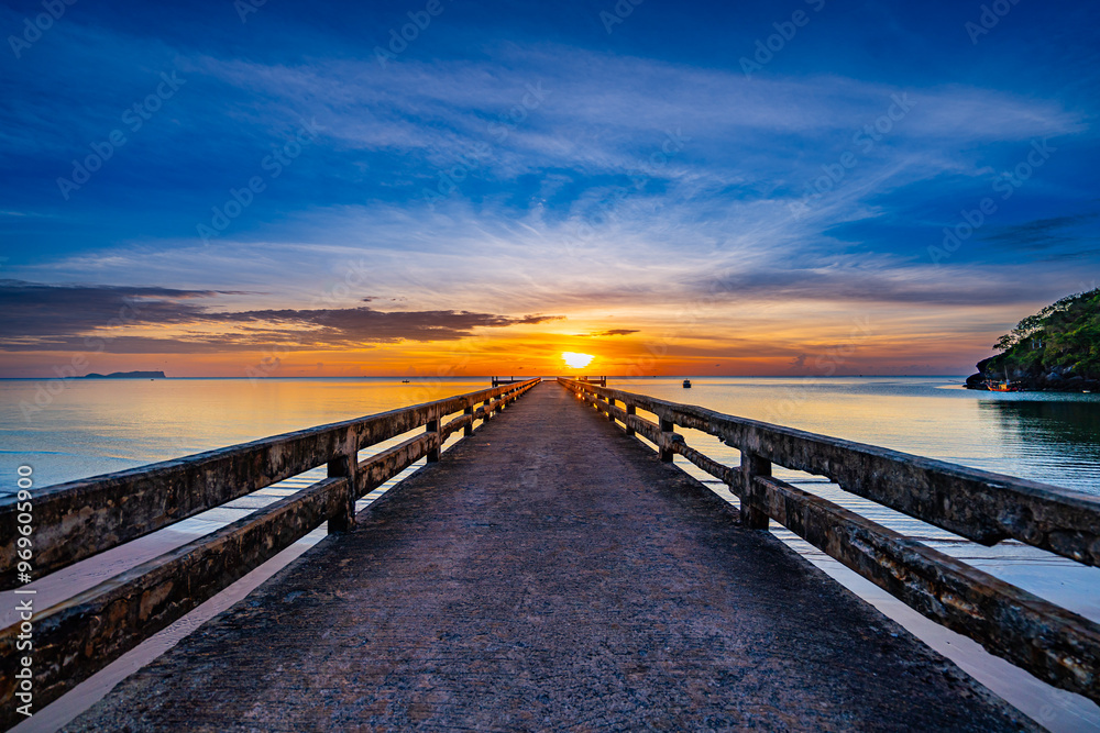 Sunrise view at the sea pier bridge Sunrise view at the sea pier bridge