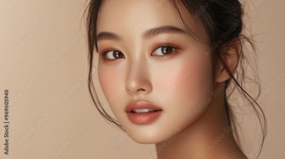Closeup Portrait of a Beautiful Young Woman with Makeup. Closeup Portrait of a Beautiful Young Woman with Makeup.