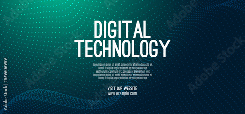 Digital technology speed connect blue green background, cyber nano information, abstract communication, innovation future tech data, internet network connection, Ai big data, line dot illustration 3d