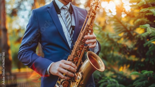 Saxophonist performing captivating jazz melodies with their instrument in a lively setting