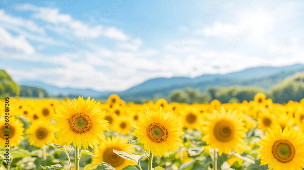 Fields Of Sunflowers Under a clear blue Fields Of Sunflowers Under a clear blue