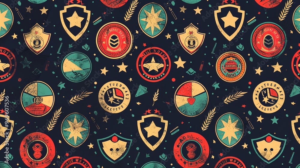 Retro badge pattern wallpaper Retro badge pattern wallpaper