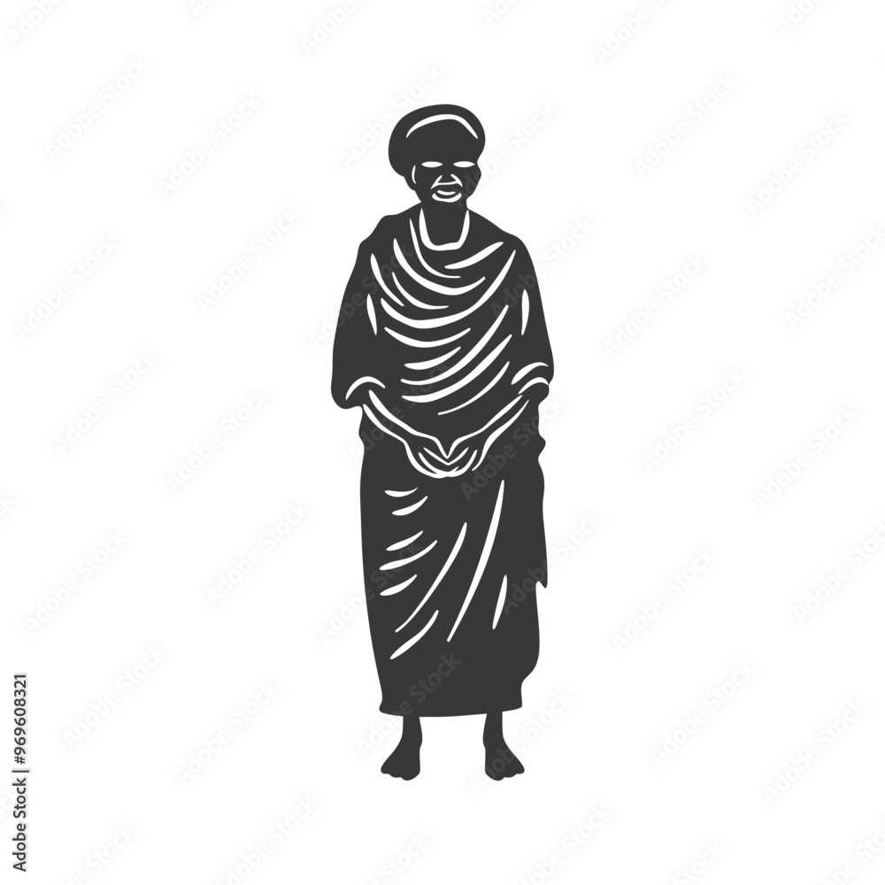 A silhouette of a woman standing with her hands clasped in front of her A silhouette of a woman standing with her hands clasped in front of her