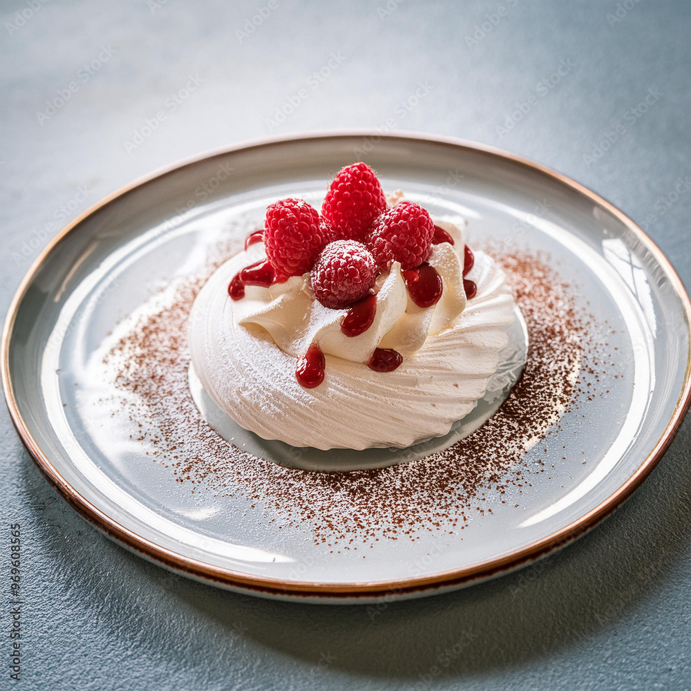 Elegant Meringue Dessert with Raspberries Elegant Meringue Dessert with Raspberries