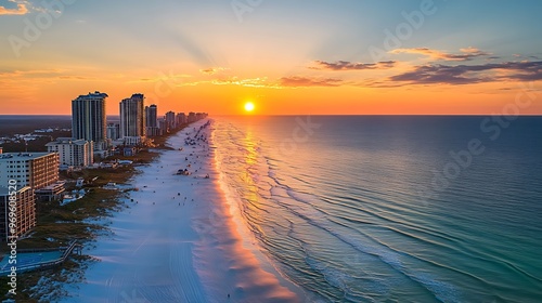 Stunning Coastal Sunset Over City Skyline